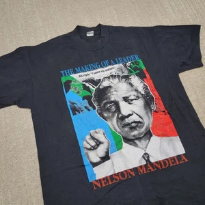Vintage Nelson Mandela Rap Tee Shirt Men Medium Black History 90s Making Leader - Picture 1 of 8