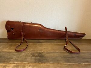VTG Motorcycle Leather Rifle Scabbard RARE stamped motorcycle emblem AMA 2300 24