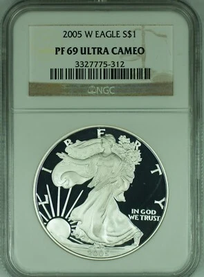 2005-W American Proof Silver Eagle $1 NGC PF 69 Ultra Cameo (49) - Image 1 of 2