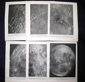 Photographs of the Moon - Set of 6 - 1931 Pages of Astronomy History - Picture 1 of 2
