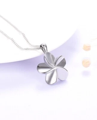 UNISEX ANHÄNGER BLUME EDELSTAHL SILBERFARBEN MIT KETTE ASCHE URNE HOCHGLANZ - Bild 1 von 4