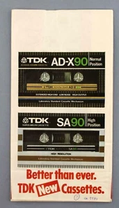 TDK NEW CASSETTES VINTAGE ADVERTISING PAPER BAG IN STYLE OF AIRLINE SICKNESS BAG - Picture 1 of 2