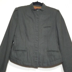 Vintage Sasson Military Style Blazer Jacke olivgrün Gr. 10/11 versteckter Knopf - Bild 1 von 11