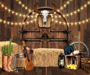 Western Cowboy Backdrop Western Party Decorations Wild West Rodeo Decor Rusti... - Picture 1 of 7