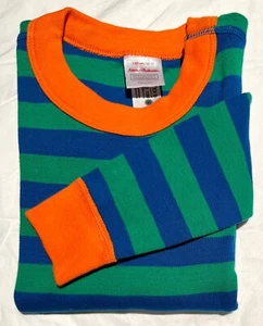 230373 Boy's 150cm 12 HANNA ANDERSSON Blue Green Striped L/S Pajama Top Cotton - Picture 1 of 2