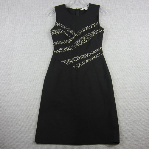 VETEMENTS Abito Diane Von Furstenberg donna 0 nero Marcia leopardato senza maniche elasticizzato