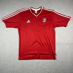 Adidas Soccer Jersey #3 Adult Size Medium Short Sleeve 3 Stripe Tee Red Preowned - Picture 1 of 11