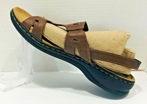 Sandali Clarks Clark's 11 marroni punta aperta cinturino fibbia schiena ammortizzata scarpe