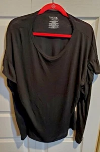 Time and Tru T-Shirt Womens X-LargeLarge Solid Hi Lo Black Stretch Short Sleeve - Picture 1 of 4