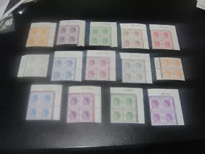 HONG KONG 1954 Sc#185-98 QEII Definitive Set Control Number Blk/4 MNH XF - Picture 1 of 6
