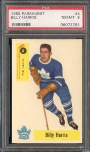 1958-59 PARKHURST #4 BILLY HARRIS PSA 8 MAPLE LEAFS - Picture 1 of 2