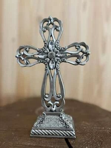Centro de mesa cruz de metal decoración pastel regalo religioso - Imagen 1 de 3