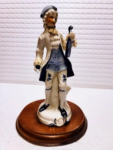 VINTAGE VICTORIAN GENTLEMAN PORCELAIN FIGURINE 9" TALL WITH LACE, PERFECT - Picture 1 of 9