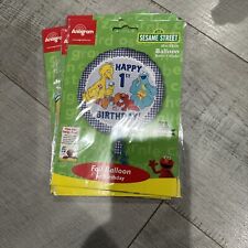 Helium Happy 1st Birthday Sesame Street Foil Balloon Anagram Big Bird Elmo x 6