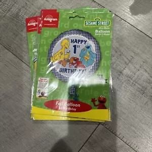 Helium Happy 1st Birthday Sesamo Street Foil Palloncino Anagramma Big Bird Elmo x 6 - Foto 1 di 1