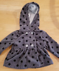 Carter's Baby Girl grey black Shirt Top hoodie jacket  polka dot 6M fleece B18