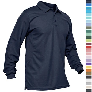 Camisas polo ateléticas de manga larga y corta para hombre de secado rápido equipo activo informal Top - Imagen 1 de 162