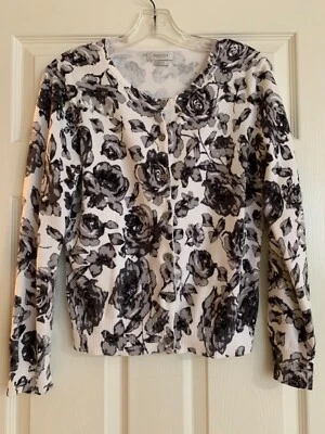 Cardigã feminino Van Heusen cardigã com rosas cinza. Tamanho médio  - Imagem 1 de 4