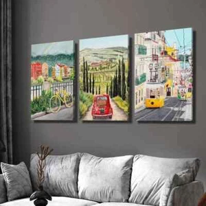 3pcs Lisbon Portugal Europe City Scenery Wall Art Canvas Framed 50x70cm - Picture 1 of 3