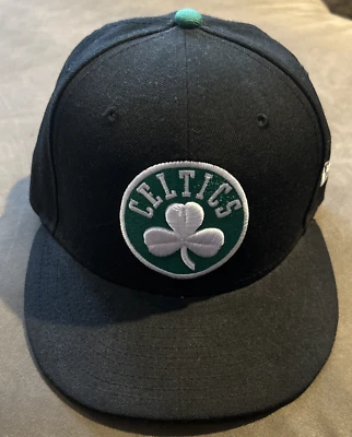 New Era 59Fifty NBA 6 7/8 BOSTON CELTICS  100% Wool Fitted Cap Black & Green - Image 1 of 4