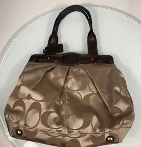 Coach Khaki and Copper Turnlock Signature Sateen Garnet Satchel Handbag - Picture 1 of 8
