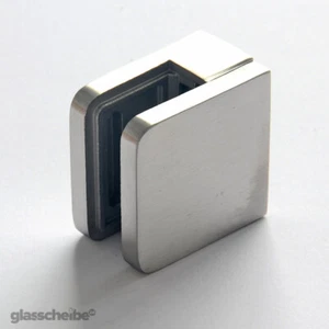 Temprix Edelstahl-Halterung mit Gummi für Glas | Klemmhalter für Duschwand  - Bild 1 von 7