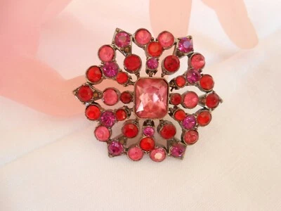 SPILLA firma LC * LIZ CLAIBORNE strass rosa/fucsia/rosso - Immagine 1 di 4