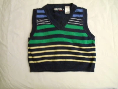 CHALECO SUÉTER HAPPY FELLA NIÑOS, TALLA 24 MESES, RAYAS AZUL/BLANCO/VERDE/AMARILLO Foto 1 de 4