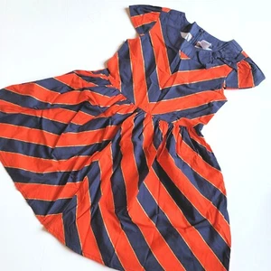 Gymboree Girls Sz 8 "Prep Perfect" Chevron Striped Dress NWT Orange Navy Gold  - Picture 1 of 3