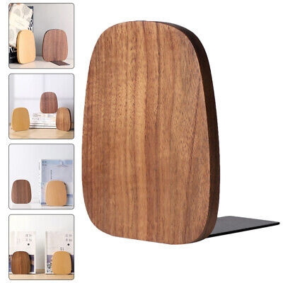 Wooden Bookends Oval Shape Book Support for Library