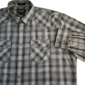 Pendleton Karohemd Herren XL Western Cowboy grau schwarz langarm Perlen Druckknopf - Bild 1 von 11