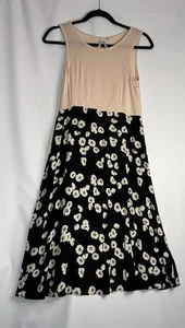 Seraphine Beige Tank Black Sz 4 Floral Print Sleeveless ALine Maxi Dress Cotton - Picture 1 of 10