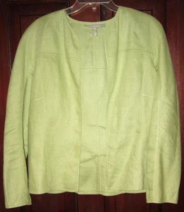 Ellen Tracy Gr. 10 100% reines Leinen offene Jacke Blazer Anzug Mantel grün langarm - Bild 1 von 3