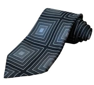 Dolce & Gabbana Cravatte 100% Silk Necktie Black Silver Geometic Made in Italy - Picture 1 of 8