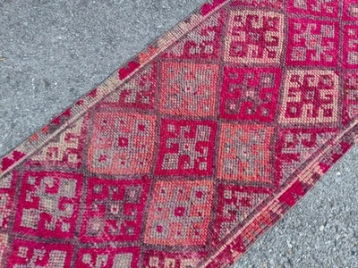 2.7x13.1 ft ANTIQUE RUNNER RUG WOOL HAND-KNOTTED vintage handmade turkish runner - Image 1 of 4