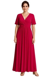 Jessica Howard Größe 16 gefüttert V-Ausschnitt Polyester Wickel Top detailliert Kleid rosa - Bild 1 von 14