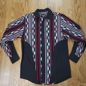 Camisa De Colección Suroeste Steer West Estampado Completo Rockabilly Rodeo Vaquero Para Hombres L - Imagen 1 de 9
