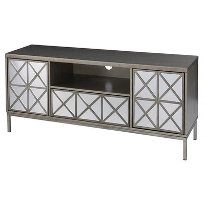 SEI Furniture Downley Madera Soporte para TV para TV de hasta 51" en Plateado Foto 1 de 3