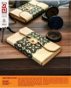 Handwoven Bamboo Clutch Bag Etnic Sabah Design with Natural Salingkawang Stitc - Picture 1 of 8
