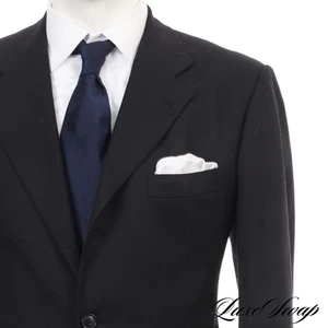 #1 MENSWEAR Kiton Napoli Made Italy Solid Black Twill Diamante Blu S150s Jacket - Picture 1 of 9