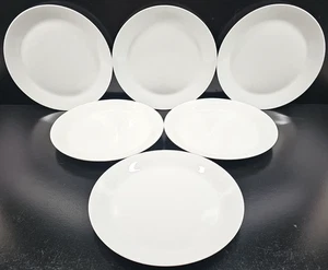 6 Crate & Barrel Room Service Salad Plate Set White Smooth Table Dining Dish Lot - Picture 1 of 24