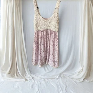 Y2K Jessica Simpson Babydoll Dress Fairy Ditsy Floral Crochet Cottagecore Small - Picture 1 of 6