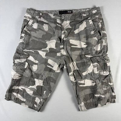 Plugg Cargo Shorts Mens 38 Gray Camo Cotton Multi Pocket Classic Outdoor Style - Image 1 of 4