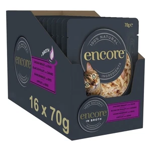 16 x 70g Encore Natural Wet Cat Food Pouches Chicken Breast with Duck in Broth - Picture 1 of 9