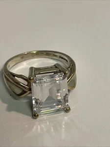 Anillo solitario cuadrado circonita plata de ley talla 9,5, 925 - Imagen 1 de 6