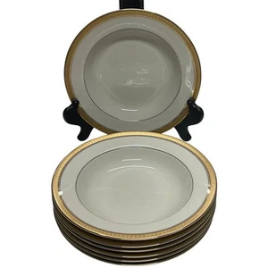 LOT OF 7 Mikasa Palatial Gold Rimmed Fruit Dessert Bowls 7.25" Ivory/Gold Trim - Picture 1 of 6