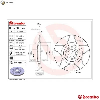 2x BRAKE DISC 09.7880.75 FOR SKODA OCTAVIA/Combi VW NEW/BEETLE GOLF/IV/Mk 1.8L - Image 1 of 4