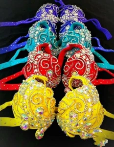 Sujetador y cinturón profesional disfraz de danza del vientre de muchos colores. cualquier tamaño - Imagen 1 de 2