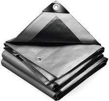 VOUNOT Telo Impermeabile Esterno 4x6m, Telone Occhiellato Grigio-nero