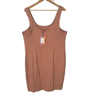 Yitty Plus Size Short Tank Dress Body Butter Womens 3X Brown Sugar Stretchy NEW - Picture 1 of 8
